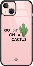 iPhone 13 hoesje glass - Go sit on a cactus | Apple iPhone 13  case | Hardcase backcover zwart