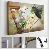 Onlinecanvas - Schilderij - De Magische Wereld De Schilderkunst Art Horizontaal - Multicolor - 50 X 40 Cm