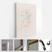 Moderne abstracte kunst illustratie met handen van de vrouw. Set van esthetische organische kunst in één lijnstijl voor huisdecoratie - Modern Art Canvas - Verticaal - 1957430659