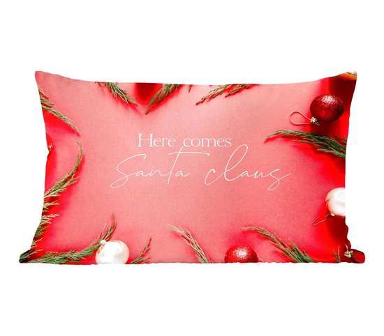 Sierkussens - Kussentjes Woonkamer - 50x30 cm - Winter - Rood - Kerstballen - Quote - Kerstversiering - Kerstdecoratie voor binnen - Woonkamer