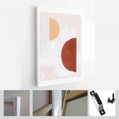 Een trendy set van abstracte oranje handgeschilderde illustraties voor briefkaart, social media banner, brochure omslagontwerp of wanddecoratie achtergrond - moderne kunst canvas -
