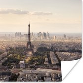 Poster Parijs - Eiffeltoren - Lucht - 50x50 cm