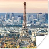 Poster Eiffeltoren - Parijs - Lucht - 75x75 cm
