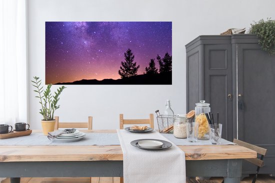 Poster Paarse Melkweg boven een berggebied - 160x80 cm