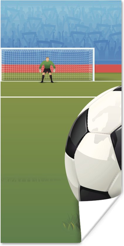 Affiche un ballon de foot sur le terrain du stade - 80x160 cm | bol
