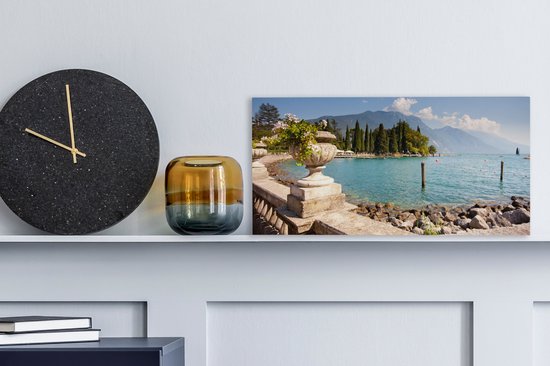 Tableau sur Toile Lac de Garde - Côte - Water - 40x20 cm - Décoration murale