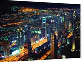 De imposante skyline van downtown Dubai bij nacht - Foto op Dibond - 60 x 40 cm