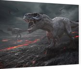 Dinosaurus T-Rex vulkanisch einde der aarde - Foto op Dibond - 80 x 60 cm
