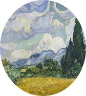 Korenveld met cipressen, Vincent van Gogh - Foto op Dibond - ⌀ 60 cm