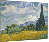 Korenveld met cipressen, Vincent van Gogh - Foto op Dibond - 40 x 30 cm