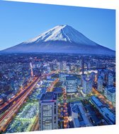 De skyline van Yokohama voor Mount Fuji in Groot Tokio - Foto op Dibond - 60 x 60 cm