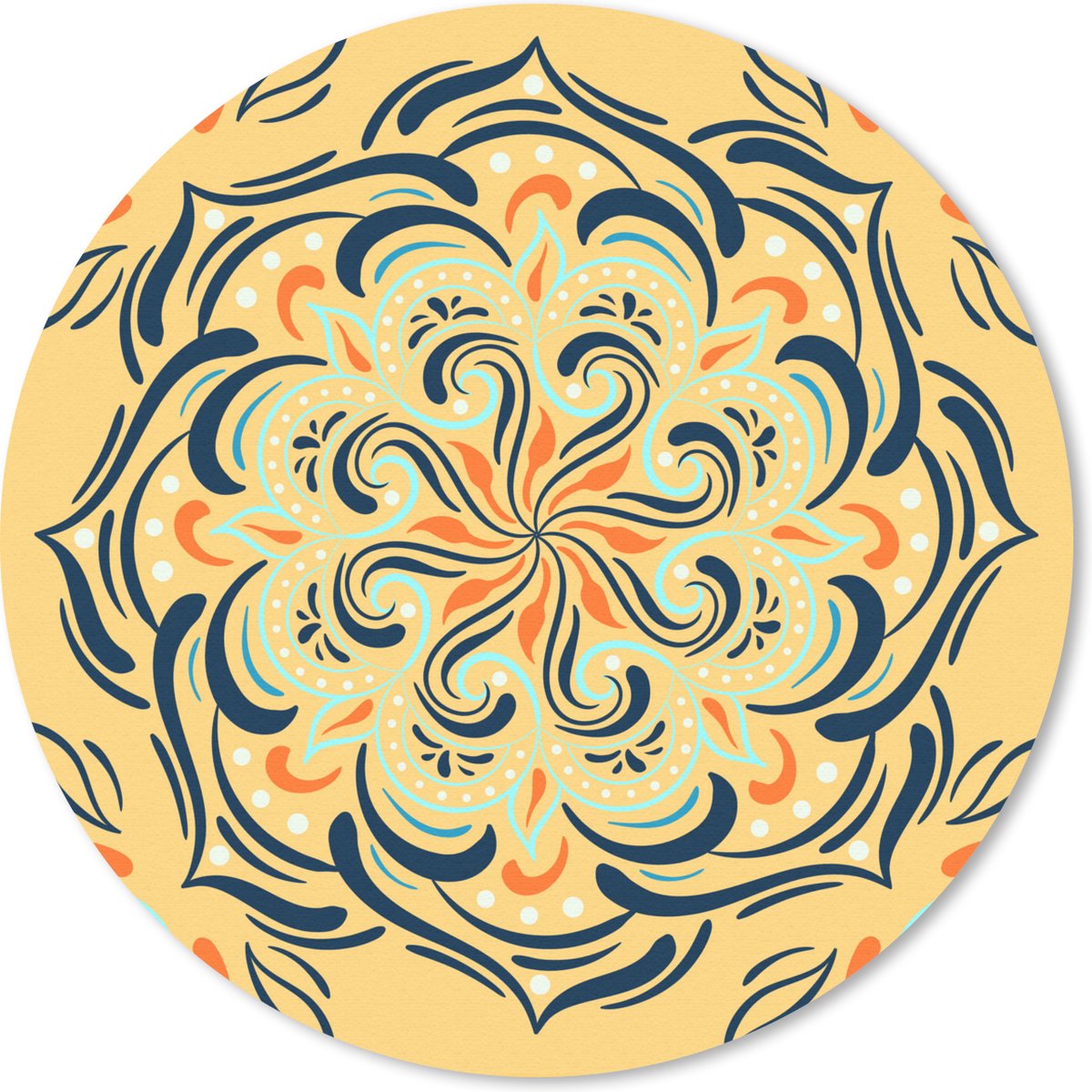 Muismat rond 30x30 cm - Mousepad Bloem - Bladeren - Geel - Patronen - Ronde muismatten