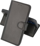 Handmade Lederen Book Case Telefoonhoesje - Wallet Case - Portemonnee Hoesje voor iPhone 13 - Zwart