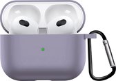 Airpods 3 Hoesje Case Siliconen Hoes Geschikt voor Apple AirPods 3 Case Hoesje Met Clip - Grijs