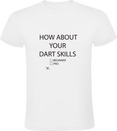 Dart Skills | Heren T-shirt | Wit | Beginner | Pro | Kampioen | Techniek | Bar | Kroeg