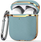 AirPods hoesjes van By Qubix AirPods 1-2 hoesje - Hardcase - Plated series - Licht blauw + Goud Airpods Case Hoesje voor Airpods Airpods 1 Airpods 2
