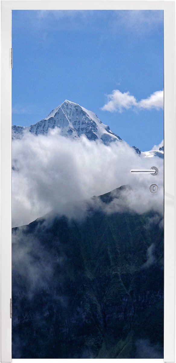 Afbeelding van product StickerSnake  Deursticker Zicht over de Zwitserse Eiger bij de Berner Alpen - 90x215 cm - Deurposter