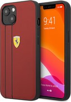 Ferrari Premium Leather Back Cover voor Apple iPhone 13 - Bescherm je Smartphone met Stijl - Kleur: Rood