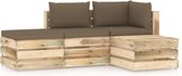 Decoways - 4-delige Loungeset met kussens groen geïmpregneerd hout