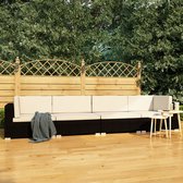 Decoways - 4-delige Loungeset met kussens poly rattan zwart