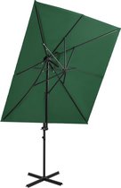 Zweefparasol met dubbel dak 250x250 cm groen