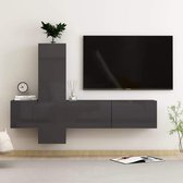 3-delige Tv-meubelset spaanplaat hoogglans grijs