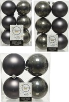 Kerstversiering kunststof kerstballen antraciet grijs 6-8-10 cm pakket van 22x stuks - Kerstboomversiering