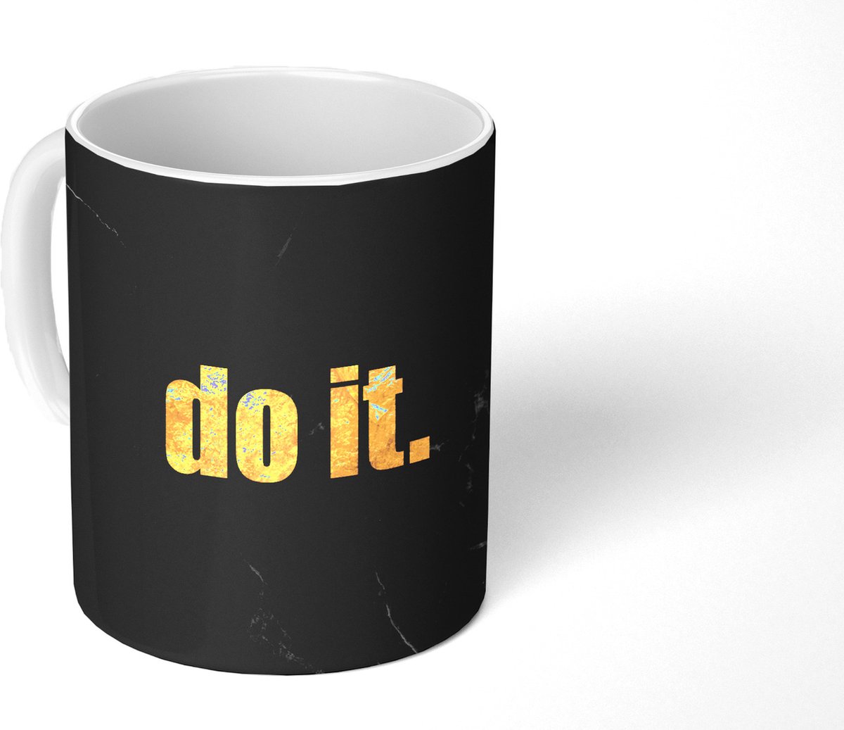 Mok - Koffiemok - Quotes - Motivatie - Goud - Zwart - Mokken - 350 ML - Beker - Koffiemokken - Theemok