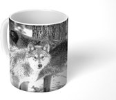 Mok - Groep wolven in zwart-wit - 350 ML - Beker