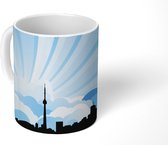 Mok - tekening van de skyline van Toronto met een blauwe achtergrond - 350 ML - Beker