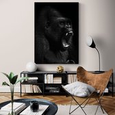 Poster Gorilla Roar - Papier - 50x70 cm - Meerdere Afmetingen & Prijzen | Wanddecoratie - Interieur - Art - Wonen - Schilderij - Kunst