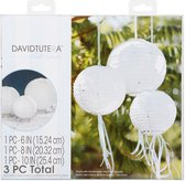 Hobbypapier - Paper lantern white x3 swirl print - 3 stuk