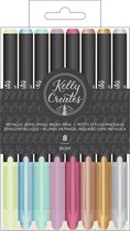Kelly Creates -pen Small brush metallic jewel 8pc