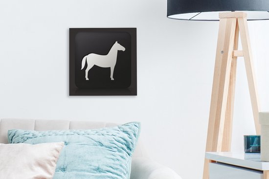 Une illustration d'un cheval sur une toile de fond noir 20x20 cm - petit - Tirage photo sur toile (Décoration murale salon / chambre) / Animaux sauvages Peintures sur toile