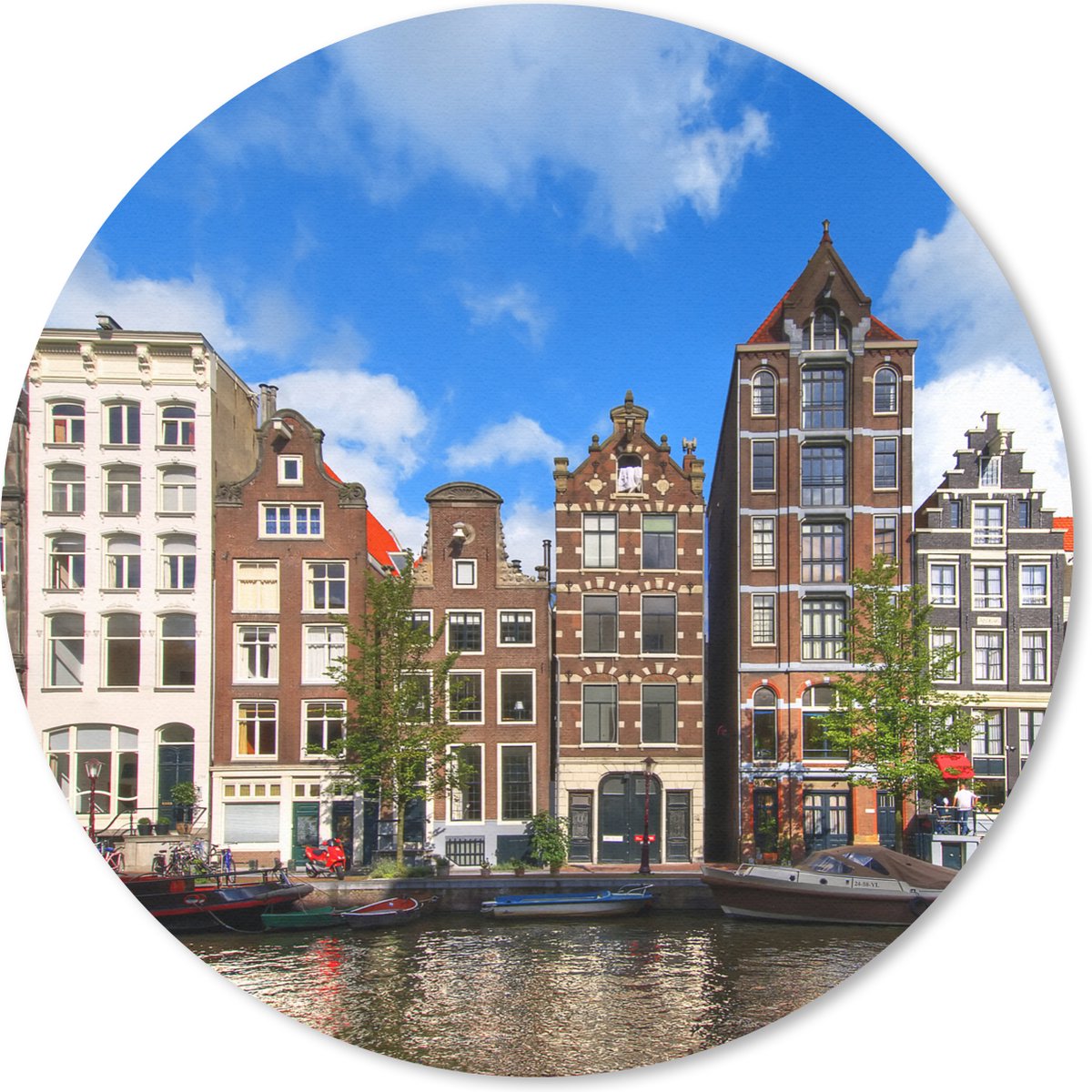Muismat rond 20x20 cm - Mousepad Amsterdam - Zomer - Boot - Ronde muismatten