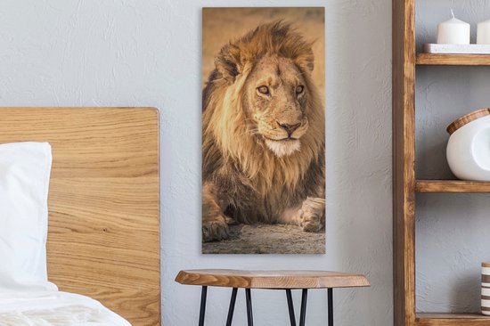 Toile Peinture Lion - Gros Plan - Savane - 20x40 cm - Décoration murale