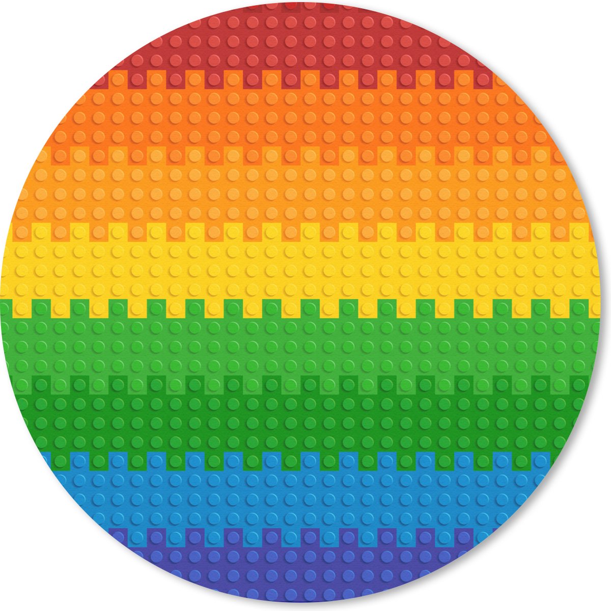 Muismat rond 50x50 cm - Mousepad Patoon - Regenboog - Ronde muismatten