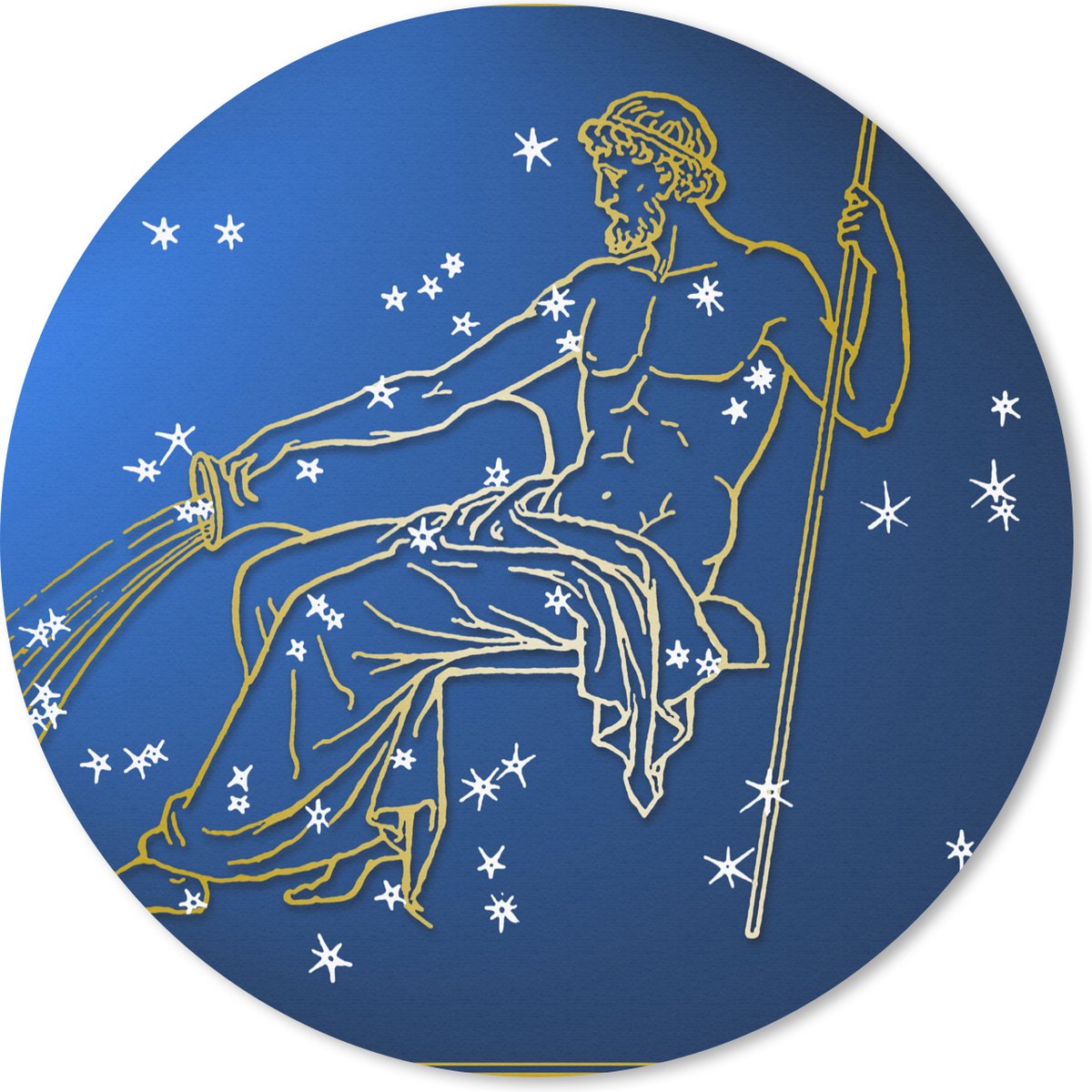 Muismat rond 40x40 cm - Mousepad Sterrenbeeld - Waterman - Sterren - Ronde muismatten