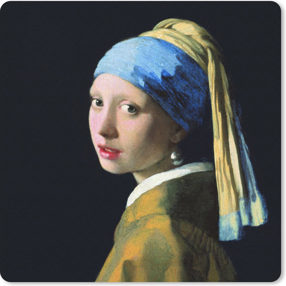 Muismat 20x20 cm - Mousepad Meisje met de parel - Johannes Vermeer - Muismatten