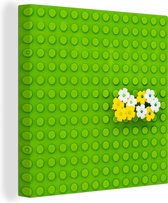 Toile Peinture Lego subfloor avec fleurs - 50x50 cm - Décoration murale