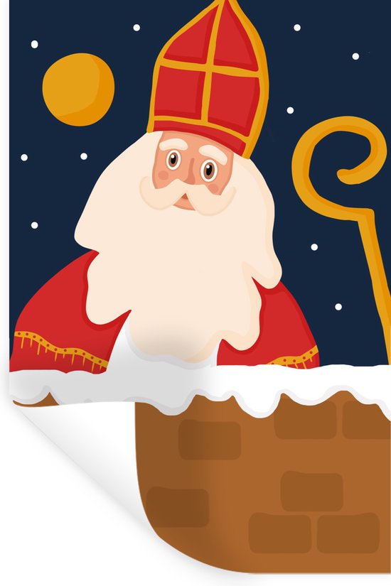 Muurstickers - Sticker Folie - Sinterklaas - Sint - Decoratie - Kinderen - Jongens - Meisjes - Kindje - 80x120 cm - Plakfolie - Muurstickers Kinderkamer - Zelfklevend Behang