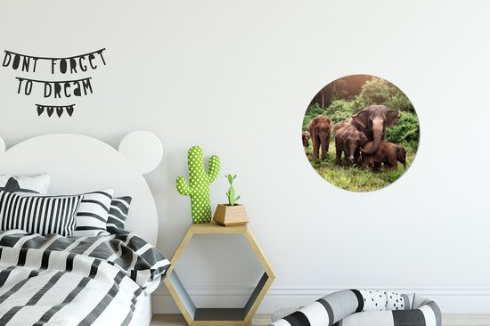 Cercle mural - Cercle mural - Éléphants sauvages - Aluminium - ⌀ 30 cm - Intérieur et Extérieur