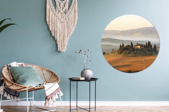 Cercle mural - Cercle mural - Toscane - Paysage - Italie - Aluminium - ⌀ 90 cm - Intérieur et extérieur