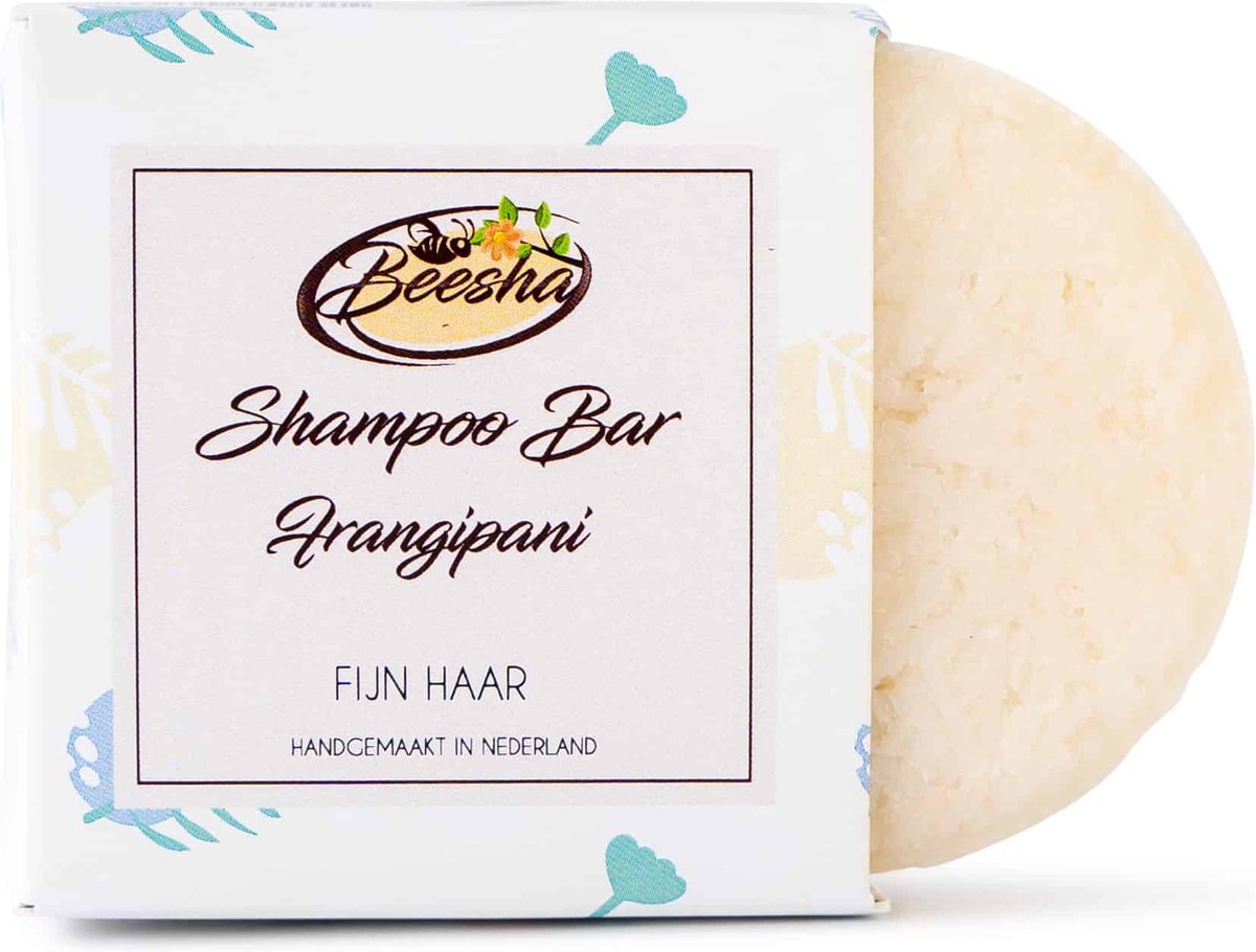 Beesha Shampoo Bar Frangipani 40 gram | 100% Plasticvrije en Natuurlijke Verzorging | Vegan, Sulfaatvrij en Parabeenvrij | CG Proof