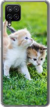 Geschikt voor Samsung Galaxy A12 hoesje - Kittens - Kat - Mand - Meisjes - Kinderen - Jongens - Kids - Siliconen Telefoonhoesje