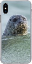 Geschikt voor iPhone Xs hoesje - Noordzee - Zeehond - Water - Siliconen Telefoonhoesje