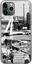 Geschikt voor iPhone 11 Pro hoesje - Rotterdam - Skyline - Zwart - Wit - Siliconen Telefoonhoesje