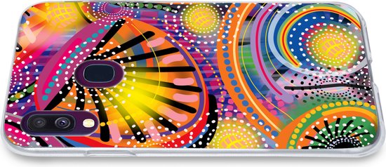 Telefoonhoesje Geschikt voor Samsung Galaxy A40 hoesje - Vormen - Kunst - Patronen - Psychedelisch - Siliconen Telefoonhoesje Telefoonhoesje