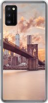 Geschikt voor Samsung Galaxy A41 hoesje - Brooklyn Brug en de skyline van New York tijdens zonsondergang - Siliconen Telefoonhoesje