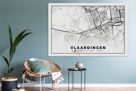 Peinture sur Toile Carte - Vlaardingen - Nederland - 180x120 cm - Décoration murale XXL